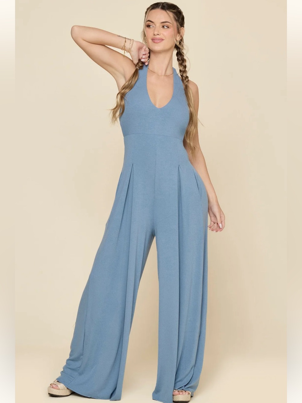 Popflex Halter Go with the Flow Jumpsuit - Cool Creek small tall